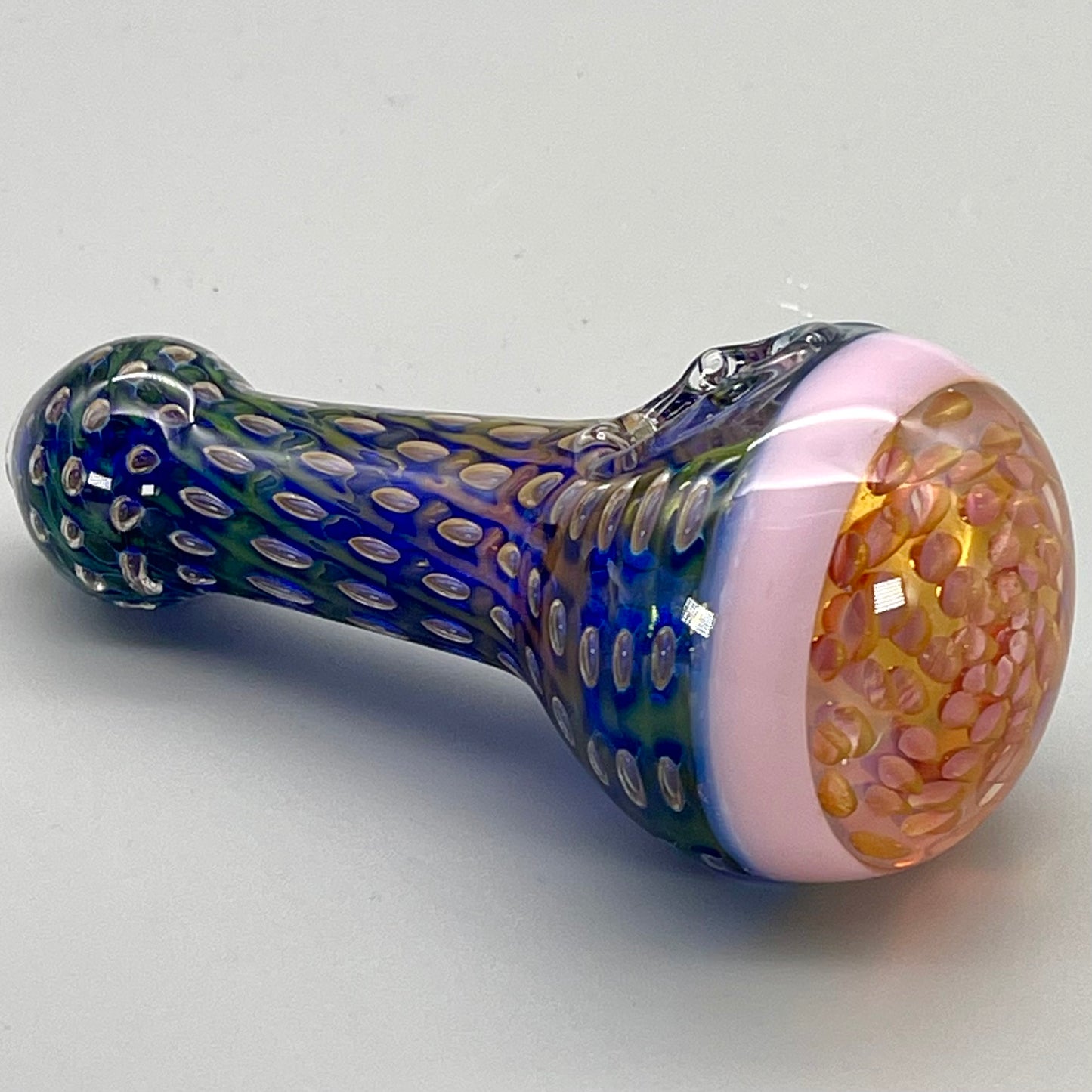 5" Gold Fume Double Honeycomb Design Spoon w/ Milky Color Accents Hand Pipe