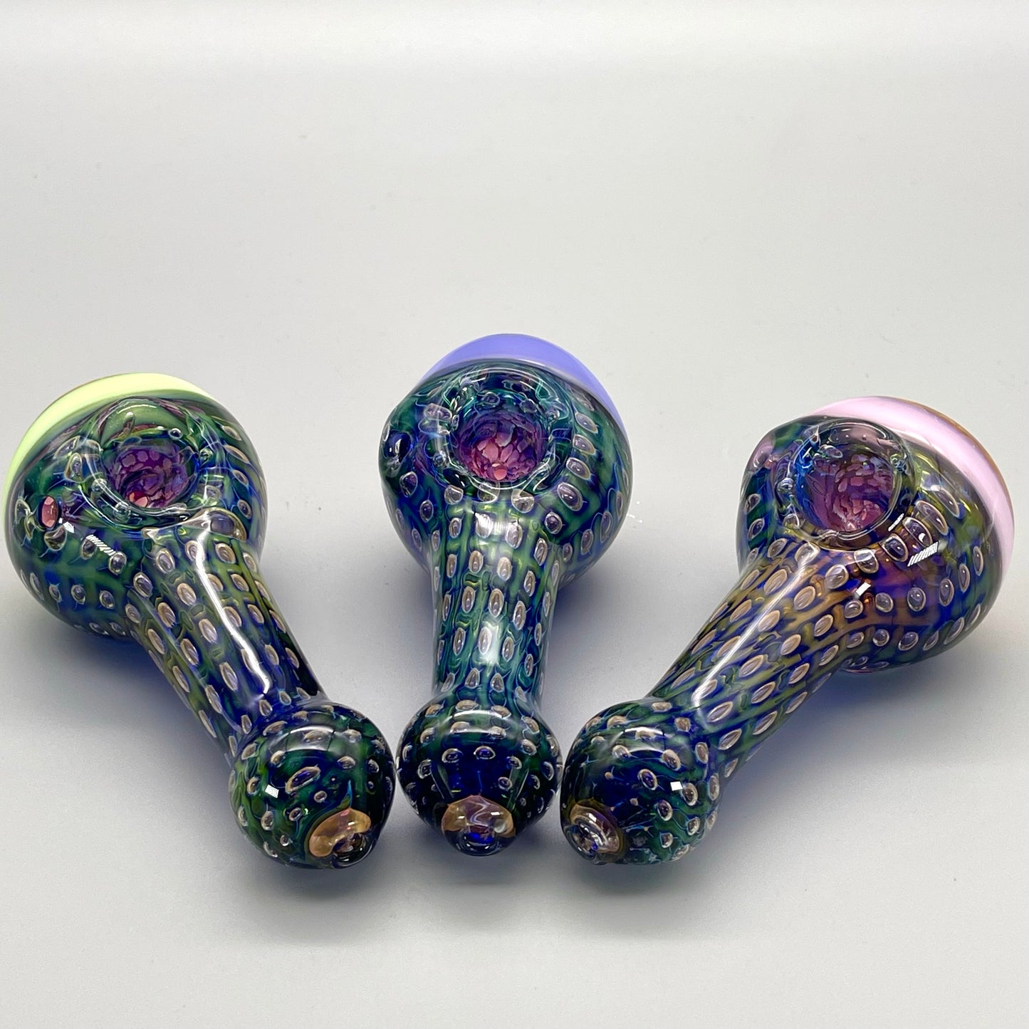 5" Gold Fume Double Honeycomb Design Spoon w/ Milky Color Accents Hand Pipe