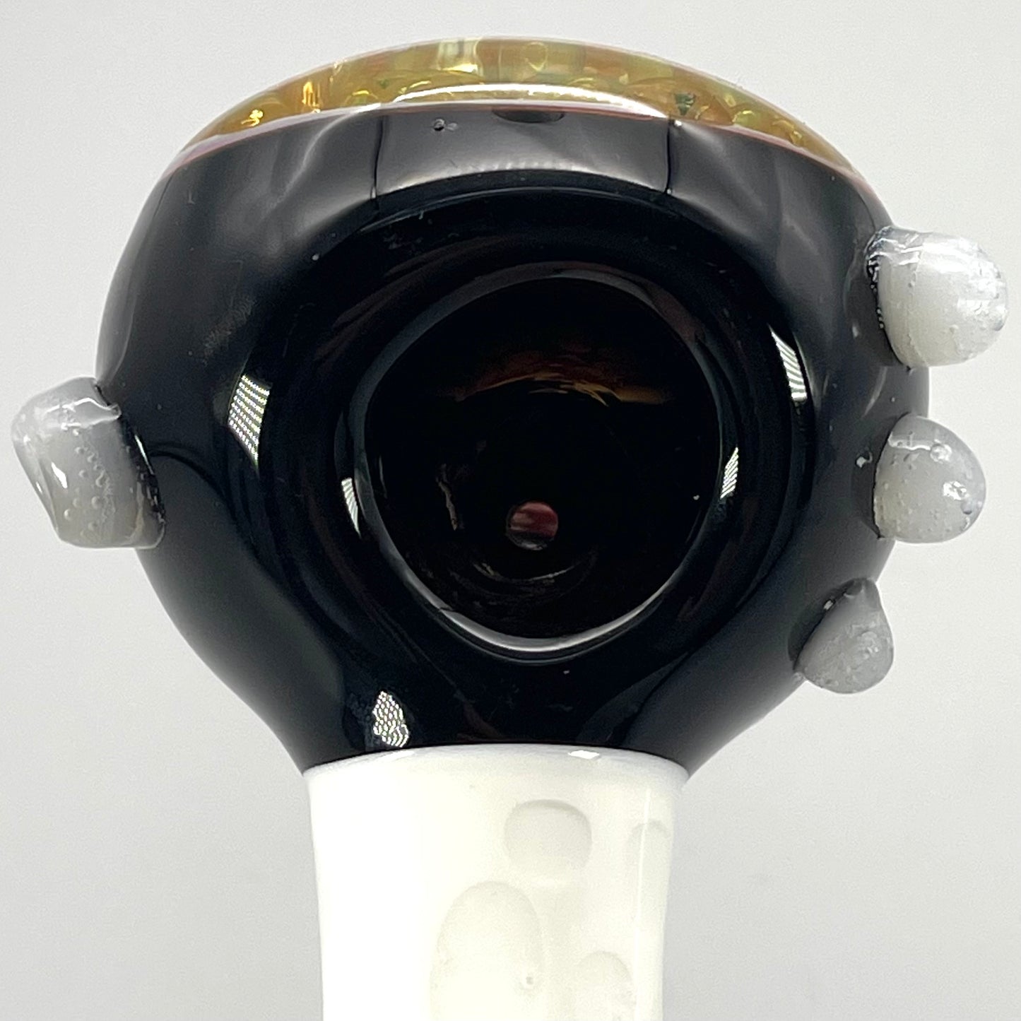 5" Black and White Spoon w/ Gold Fume Honeycomb Hand Pipe