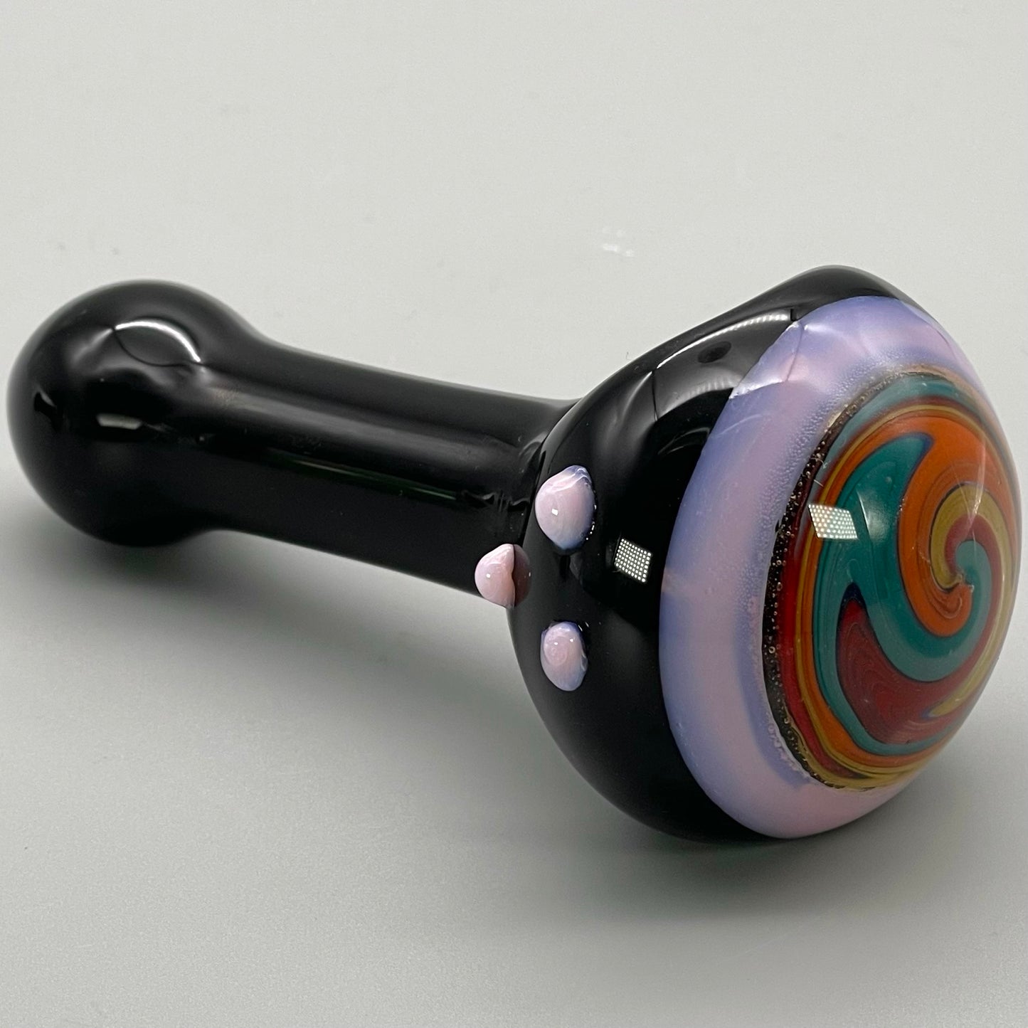 5" Black Spoon w/ Reversal Design and Milky Accents Hand Pipe