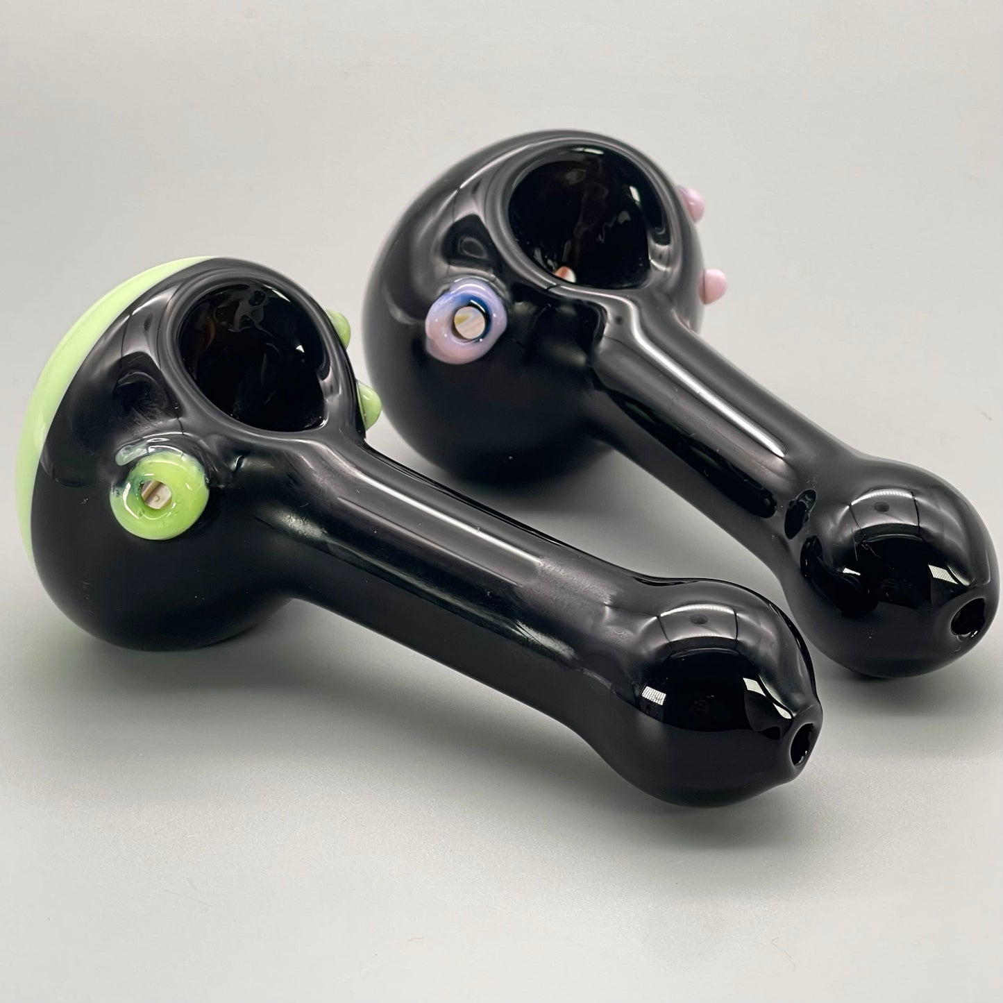 5" Black Spoon w/ Reversal Design and Milky Accents Hand Pipe