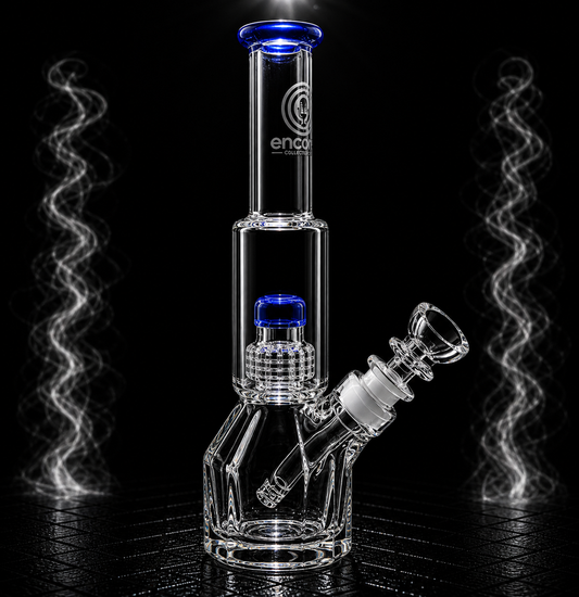 An Encore Henny matrix traveler bong with a Hennessy-style base