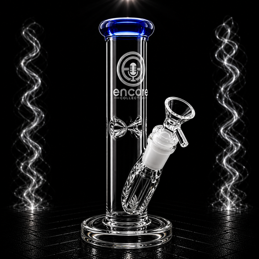 Encore 8 inch mini straight tube bong with blue color lip
