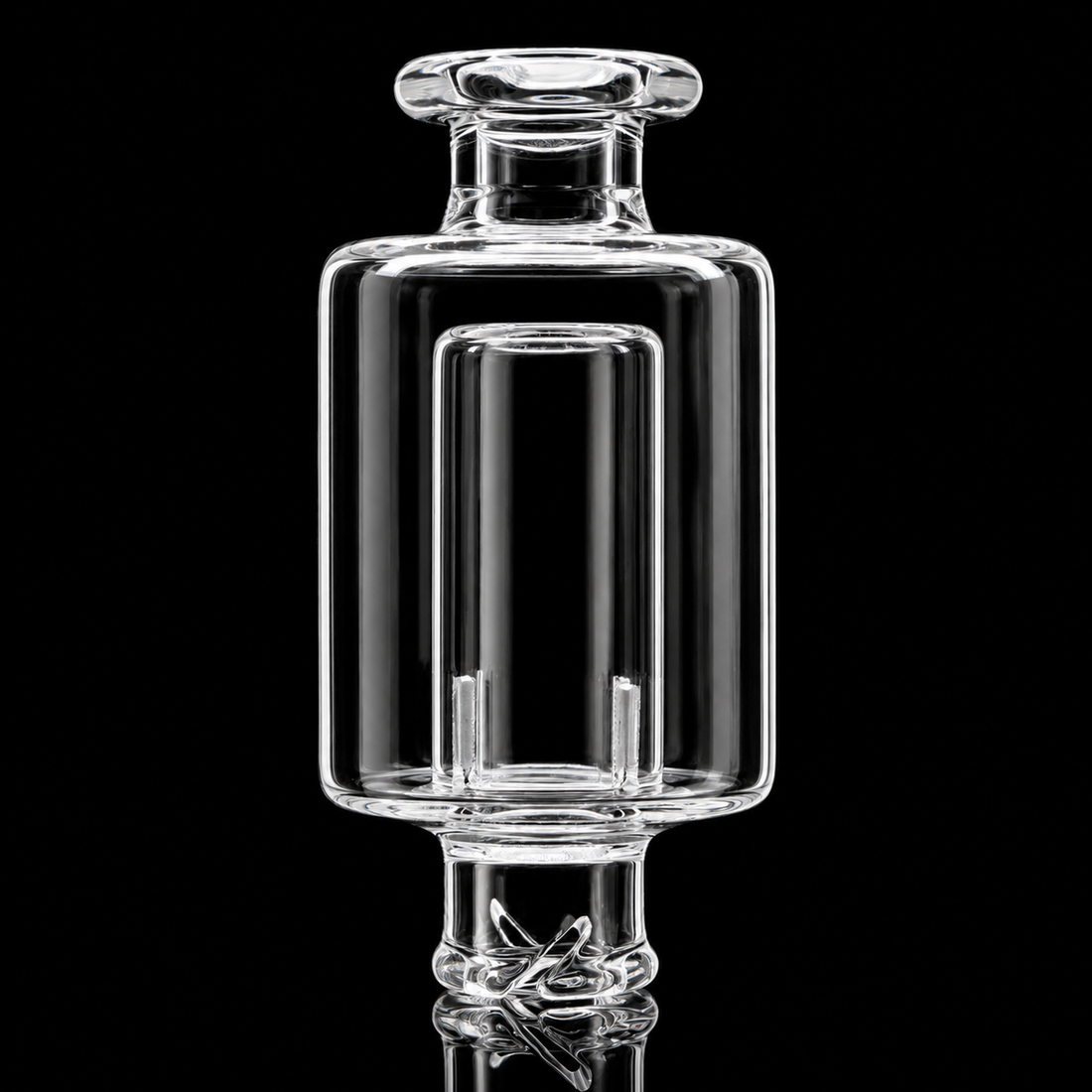 A clear dome perc glass mouthpiece compatible with the Puffco Pivot