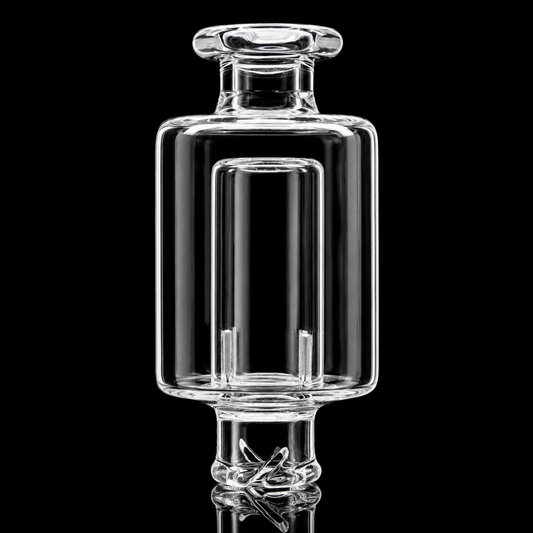A clear dome perc glass mouthpiece compatible with the Puffco Pivot