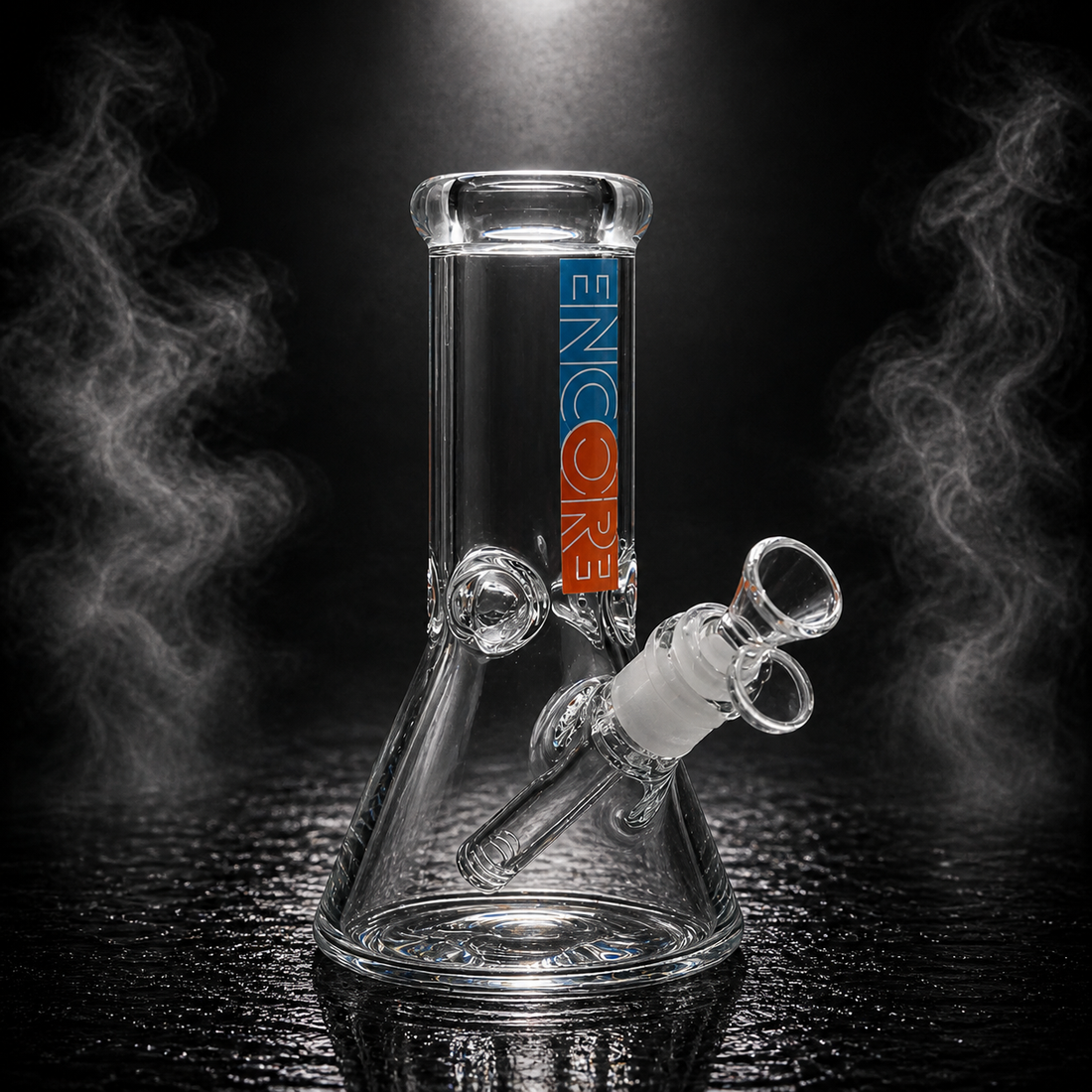Encore 8 inch heavy mini clear beaker bong with 7mm glass