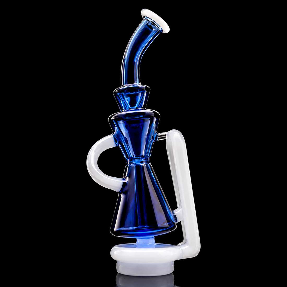 Encore 8 inch blue color recycler glass top compatible with Puffco Peak