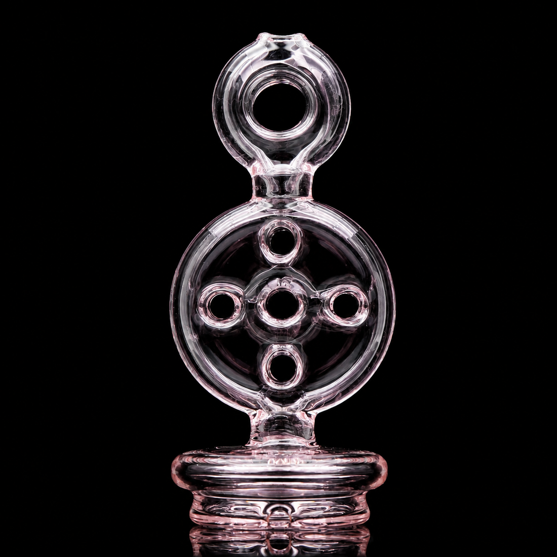 A pink swiss perc glass top for a Puffco-compatible e-rig