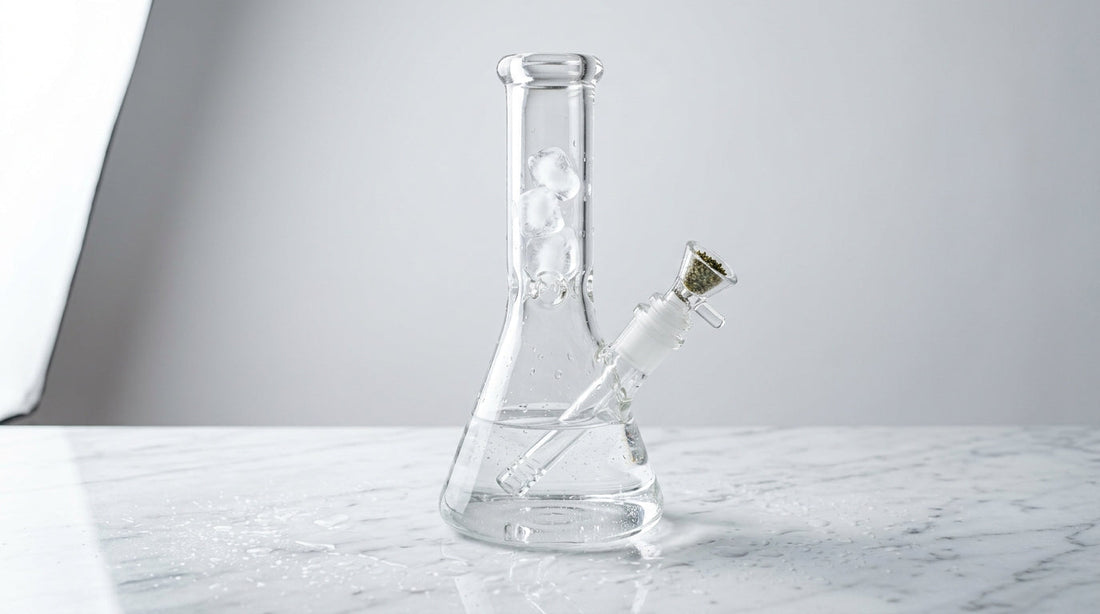 Glass bong on marble surface ready for cleaning