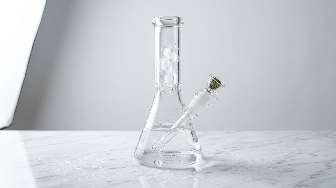 Glass bong on marble surface ready for cleaning