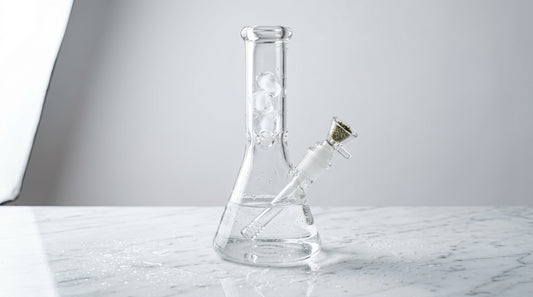 Glass bong on marble surface ready for cleaning