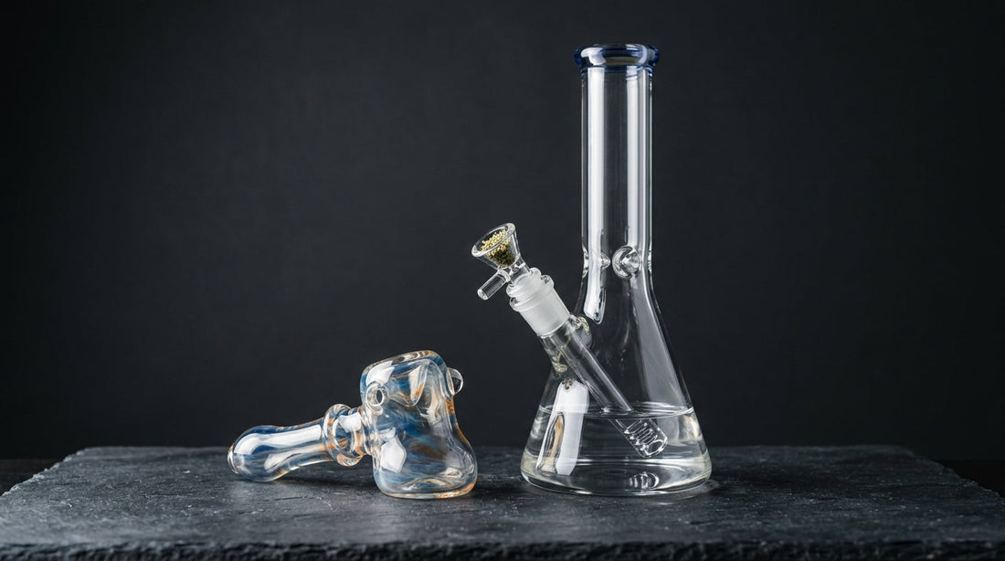 Glass bong and hand pipe side by side comparison