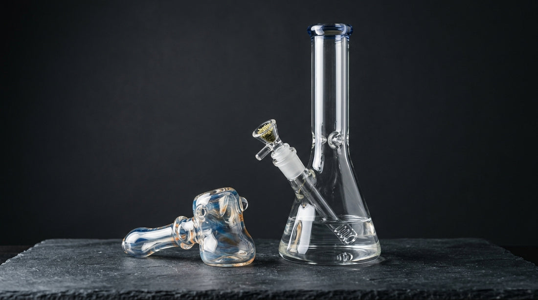 Glass bong and hand pipe side by side comparison