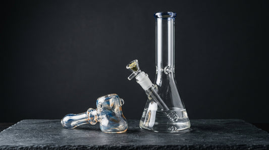 Glass bong and hand pipe side by side comparison