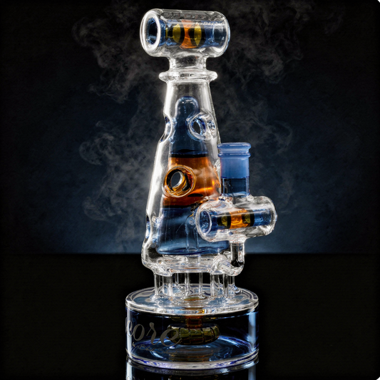 Encore 9 inch Fab Trophy dab rig with showerhead perc and two-tone accents
