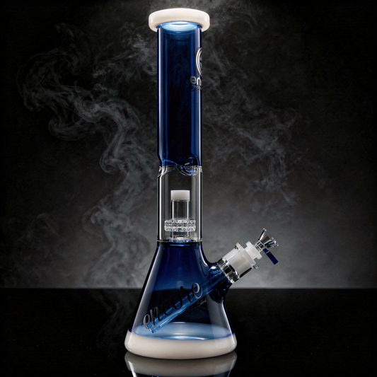 Encore 14 inch full color matrix perc beaker bong with white accents