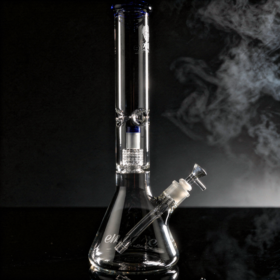 Encore 16 inch heavywall matrix beaker bong with 7mm glass and blue accents