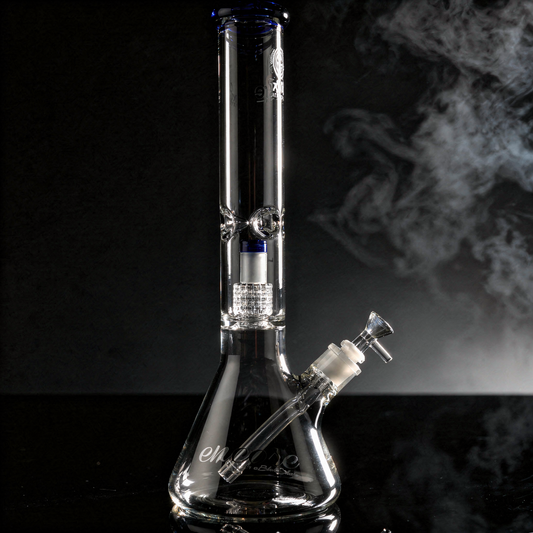 Encore 16 inch heavywall matrix beaker bong with 7mm glass and blue accents