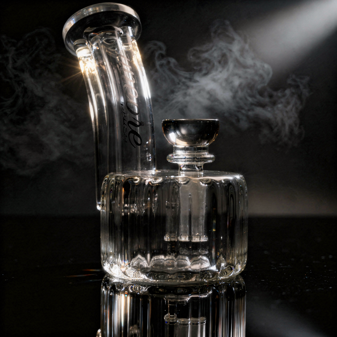 Encore 6 inch scalloped puck bubbler with 7mm thick clear glass