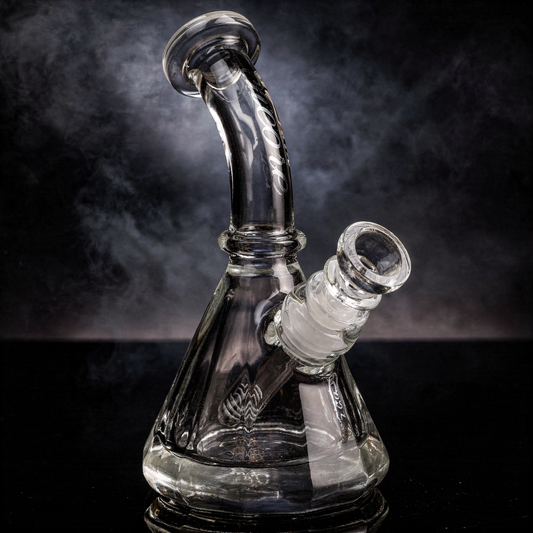 Encore 8 inch diamond pounder bent neck beaker bong clear glass