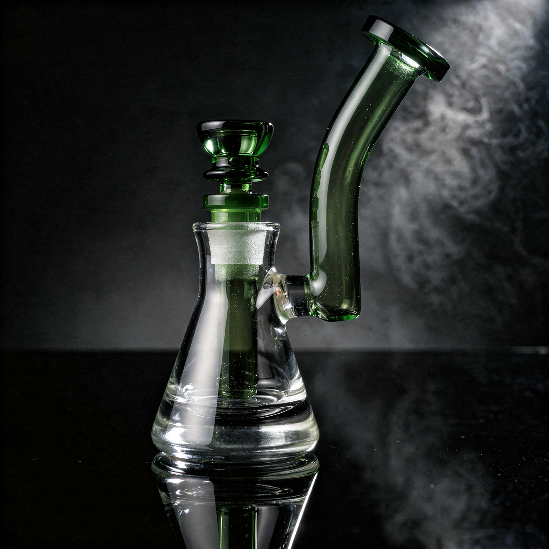 A compact green Encore Quarter Pounder beaker bong