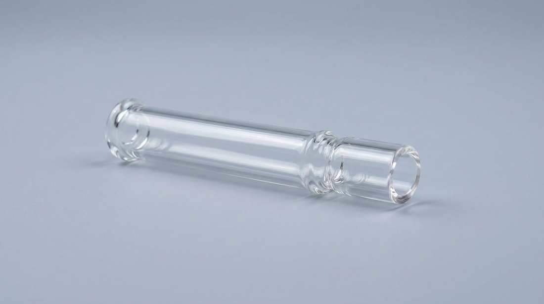 A glass nectar collector (dab straw) with a quartz tip