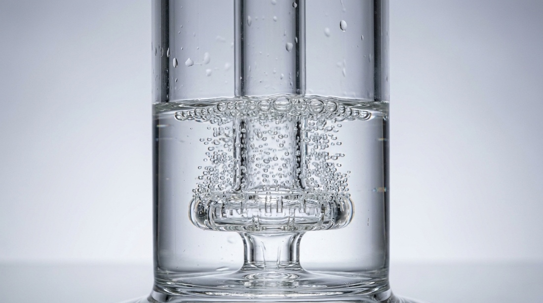 A showerhead percolator diffusing bubbles in a bong