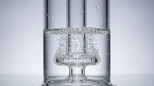 A showerhead percolator diffusing bubbles in a bong
