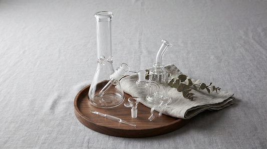 Affordable 420 gift arrangement of a glass beaker bong, dab rig and accessories