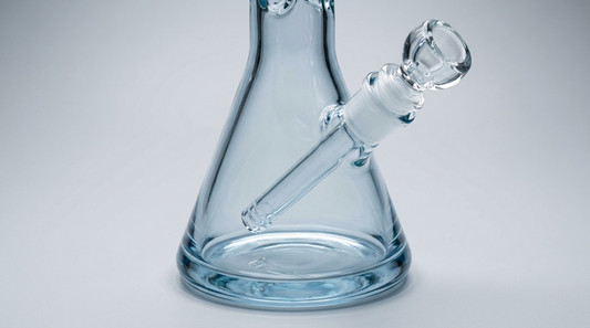 Thick heavy clear glass beaker bong with substantial walls