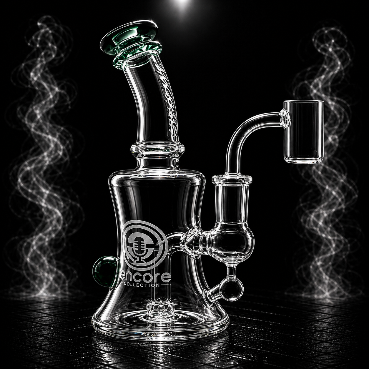 6" Encore Collection Hourglass Dab Rig w/ Color Mouthpiece and Marble Accents