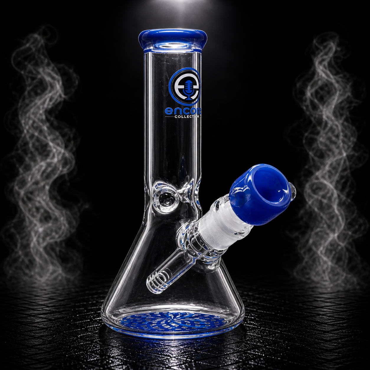 8" Encore Mini Beaker Bong w/ Color Lip & Reticello Base