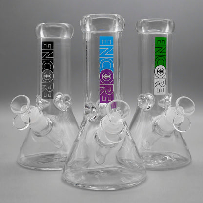 3 PACK 8" Encore Collection Heavy Mini Clear Beaker Bong