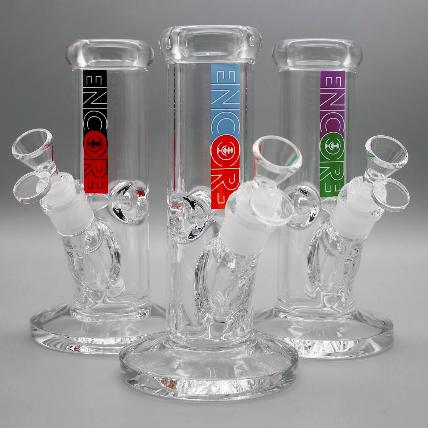 3PACK 8" Encore Collection Heavy Mini Clear Stright Tube Bong