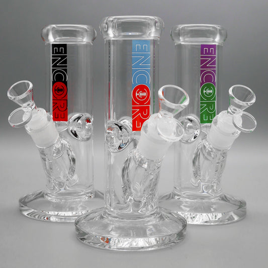 3PACK 8" Encore Collection Heavy Mini Clear Stright Tube Bong