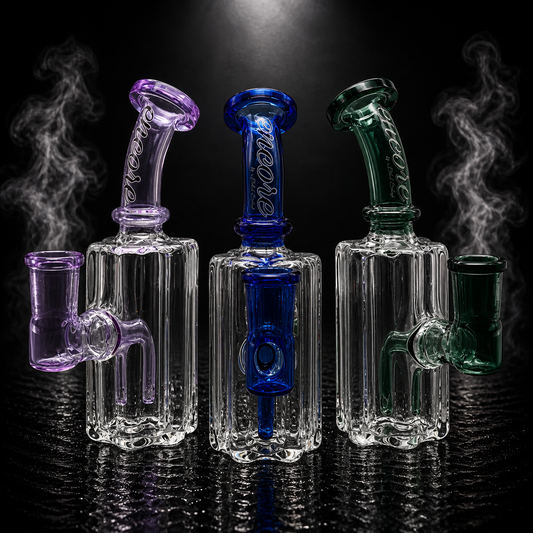 3PACK 5.5" Encore Collection Hex Star Scalloped Tubing Dab Rig Assorted Colors