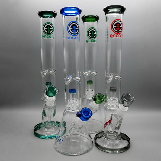4PACK 16" Encore Collection Matrix Straight Tube Bong w/ Color Accents