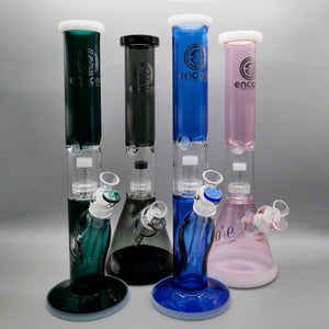 4PACK 14'' Encore Collection Full Color Straight Tube Bong w/ Matrix and White Accents