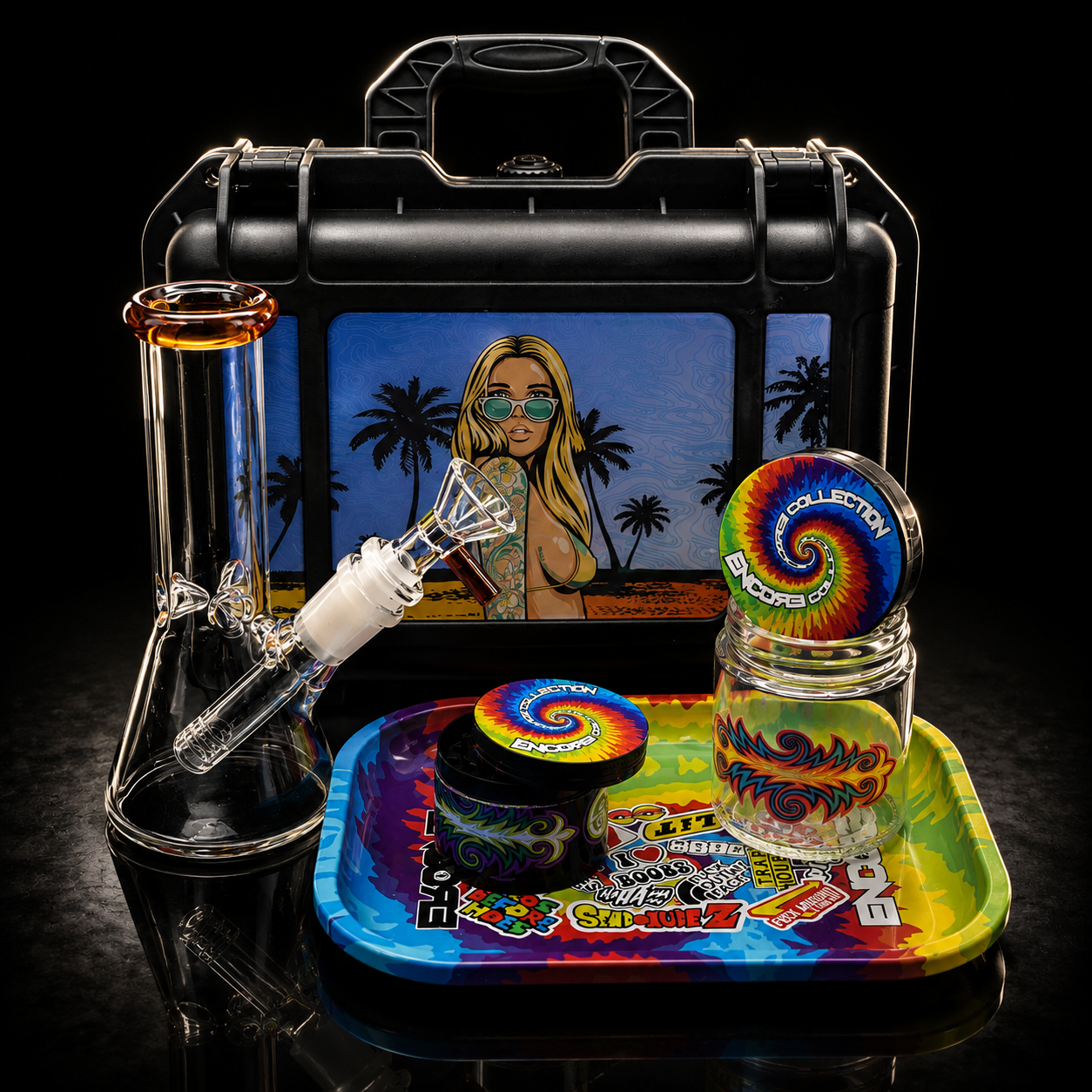 Encore Collection 6" Travel Set Beaker Bong Kit with Protective Carrying Case