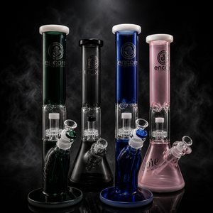 4PACK 14'' Encore Collection Full Color Straight Tube Bong w/ Matrix and White Accents