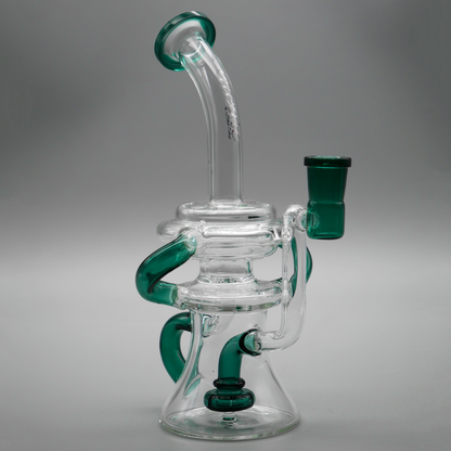 8.5" Encore Collection Double Uptake Klien Recycler Dab Rig W/ Showerhead Perc and Color Accents