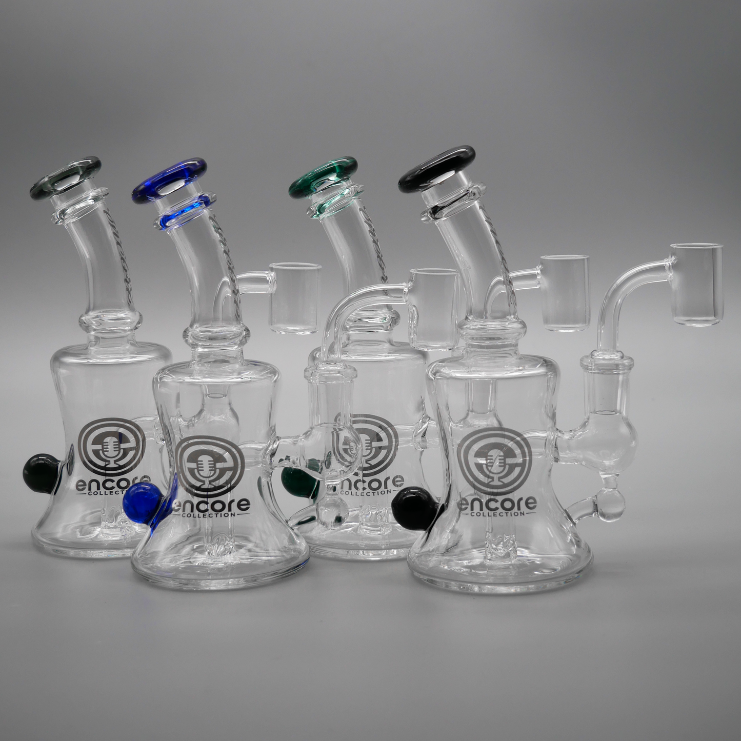 6" Encore Collection Hourglass Dab Rig w/ Color Mouthpiece and Marble Accents