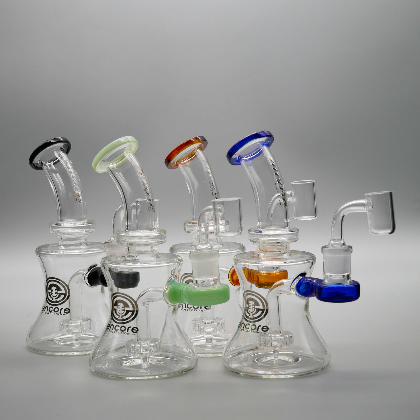 7" Encore Collection Hourglass Banger Hanger Dab Rig w/ Color Mouthpiece and Joint Accents