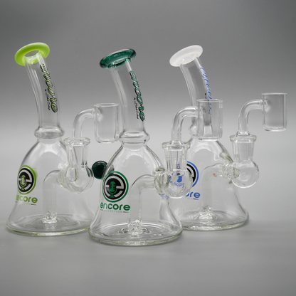 6" Encore Collection Mini Bell Dab Rig w/ Color Mouthpiece and Marble Accents