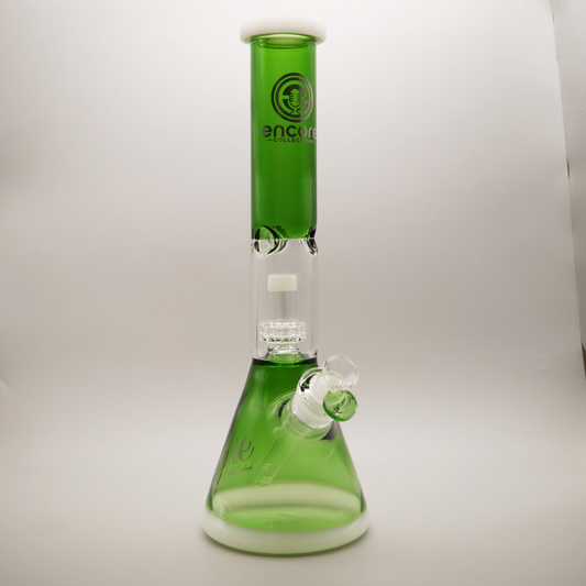 14'' Encore Collection Full Color Beaker Bong w/ Matrix and White Accents