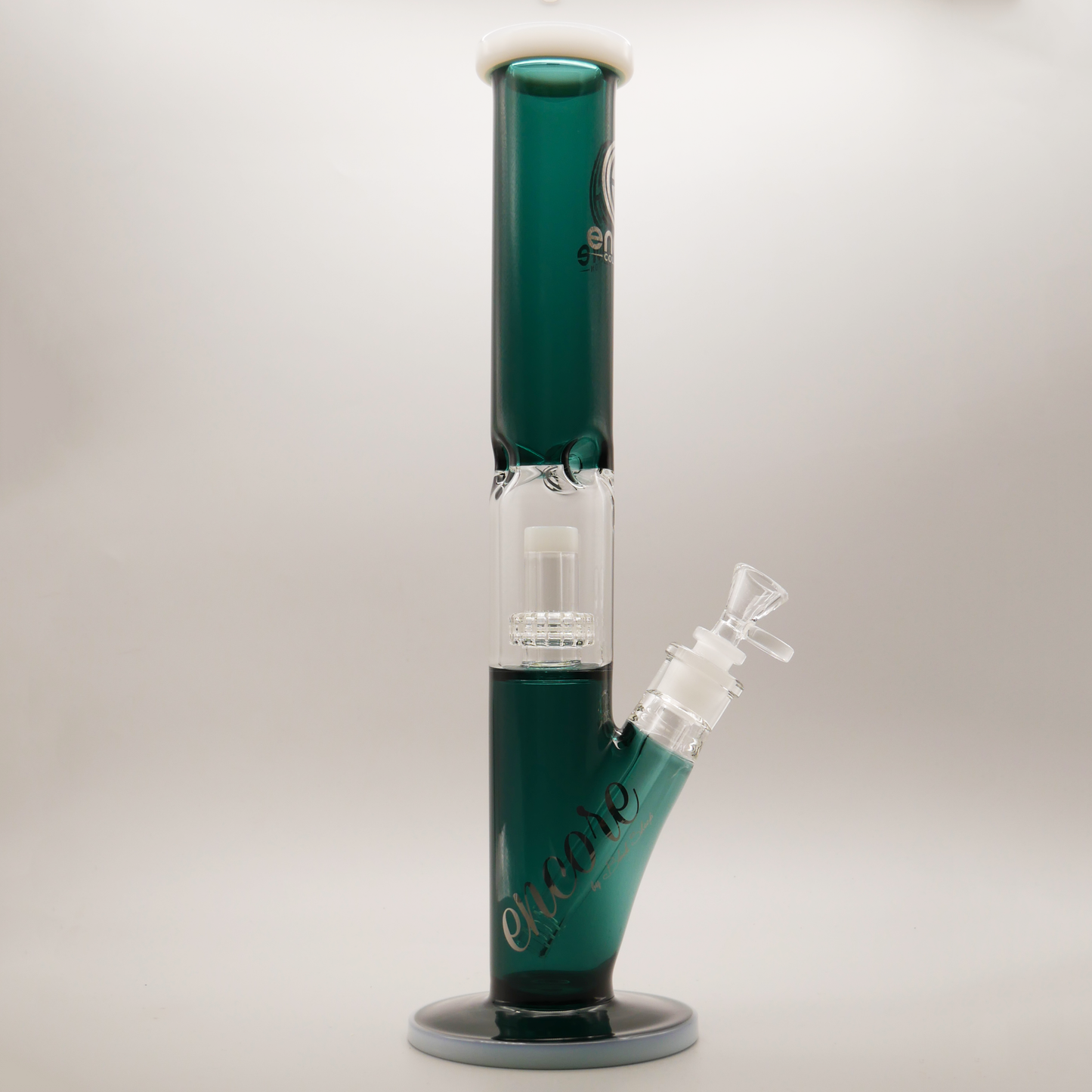 14'' Encore Collection Full Color Straight Tube Bong w/ Matrix and White Accents