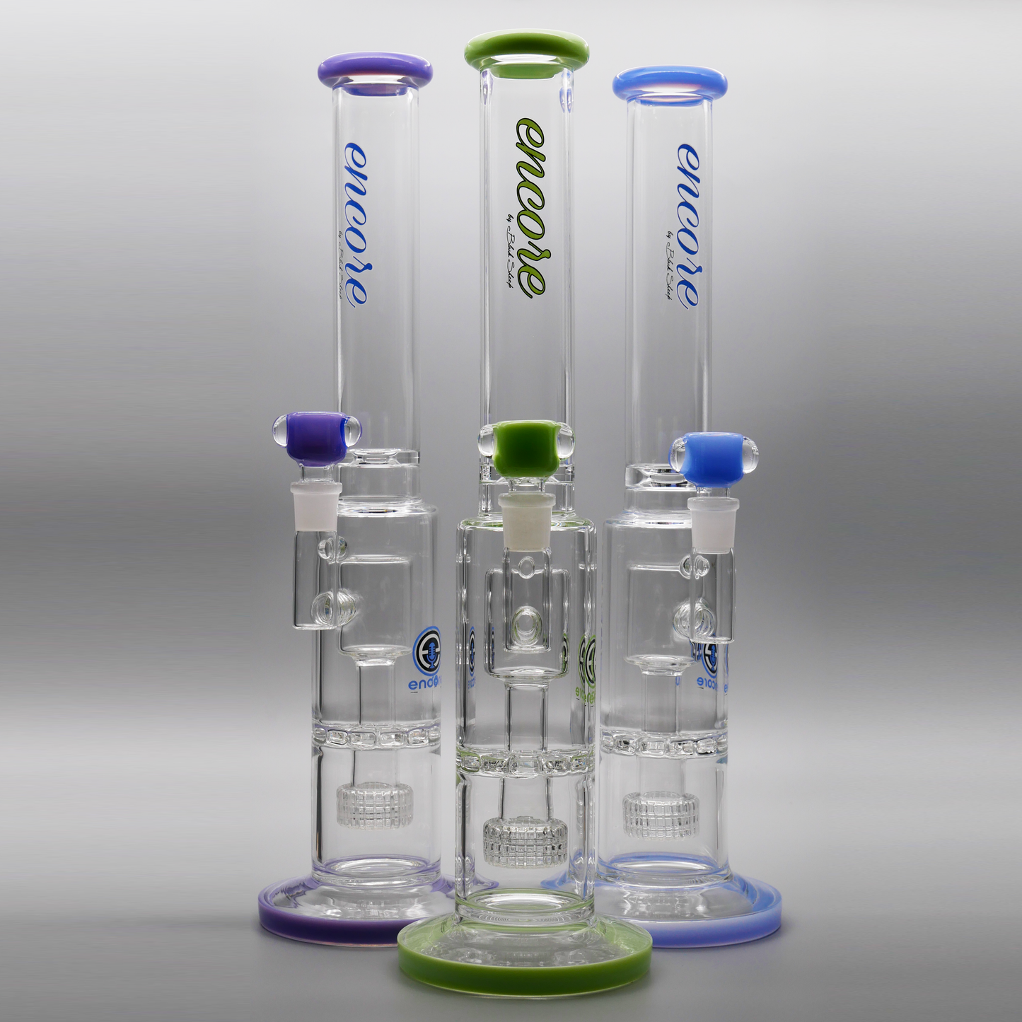 17" Encore Collection Matrix Perc Straight Tube Bong w/ Ratchet Perc