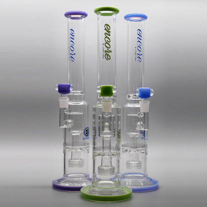 17" Encore Collection Matrix Perc Straight Tube Bong w/ Ratchet Perc