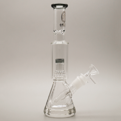 9" Encore Collection Mini Diamond Pounder Beaker Bong w/ Matrix and Assorted Color Accents