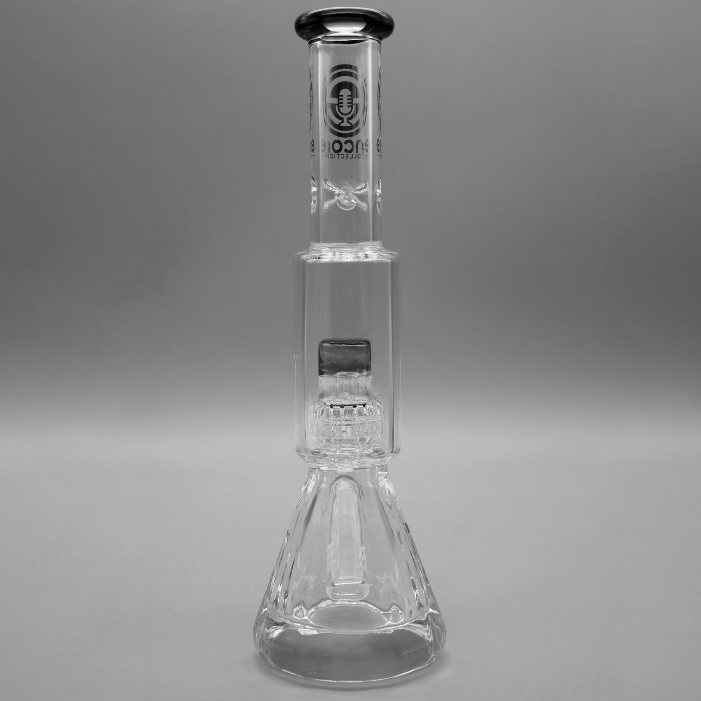 9" Encore Collection Mini Diamond Pounder Beaker Bong w/ Matrix and Assorted Color Accents